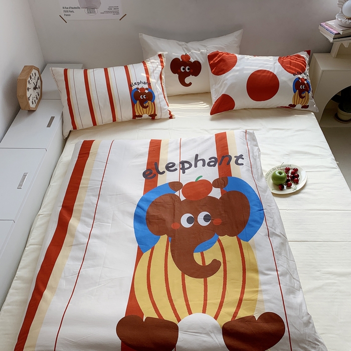 91家纺网 家纺一手货源 找家纺 柚可家居 2024定版数码印花卡通40全棉四件套 ele象