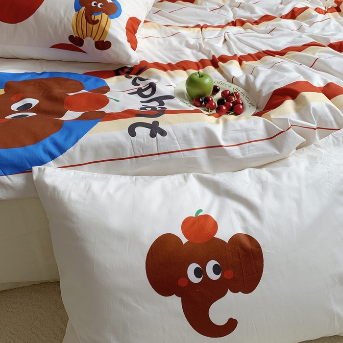 91家纺网 家纺一手货源 找家纺 柚可家居 2024定版数码印花卡通40全棉四件套 ele象