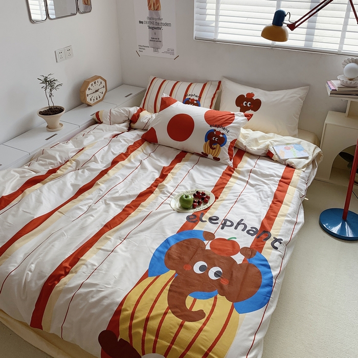 91家纺网 家纺一手货源 找家纺 柚可家居 2024定版数码印花卡通40全棉四件套 ele象