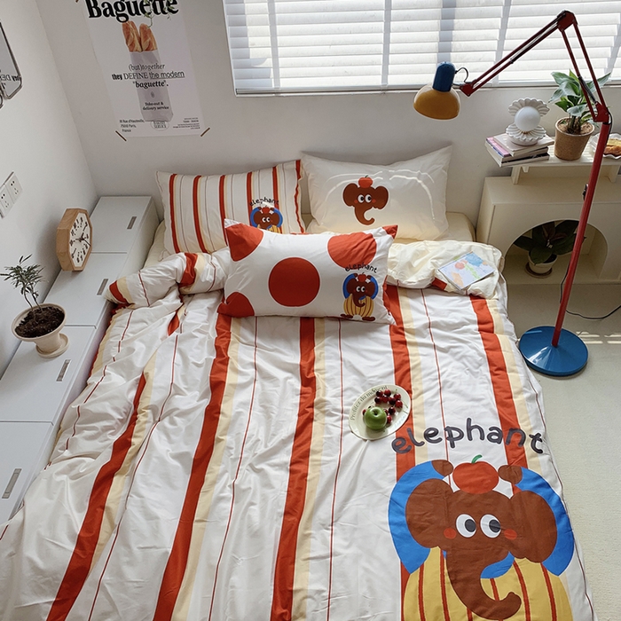 91家纺网 家纺一手货源 找家纺 柚可家居 2024定版数码印花卡通40全棉四件套 ele象