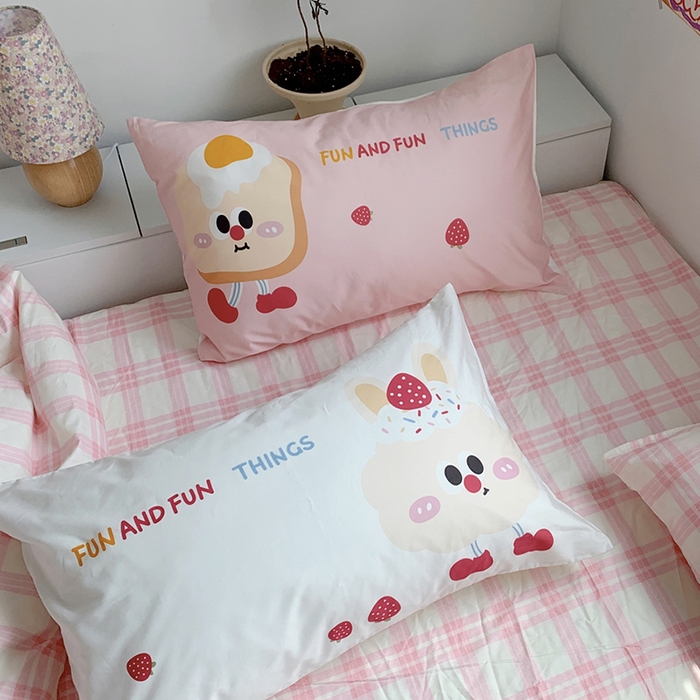 91家纺网 家纺一手货源 找家纺 柚可家居 2024定版数码印花卡通40全棉四件套 草莓芝士