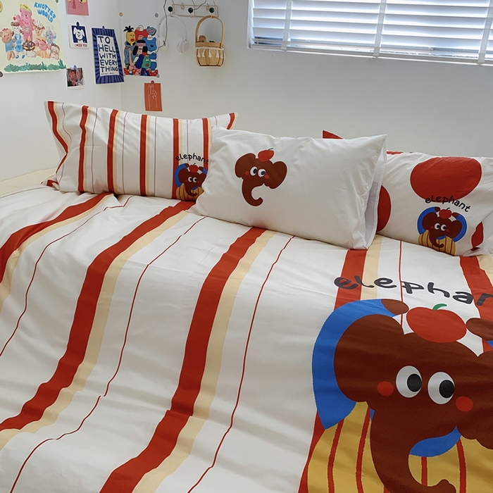 91家纺网 家纺一手货源 找家纺 柚可家居 2024定版数码印花卡通40全棉四件套 实拍图-ele象