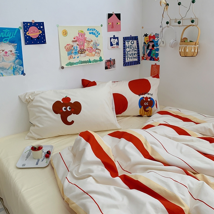 91家纺网 家纺一手货源 找家纺 柚可家居 2024定版数码印花卡通40全棉四件套 实拍图-ele象