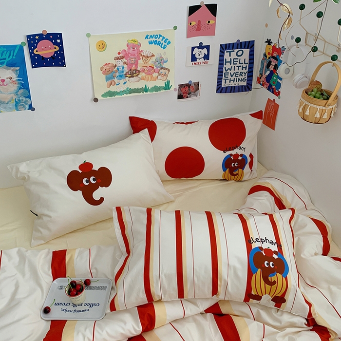 91家纺网 家纺一手货源 找家纺 柚可家居 2024定版数码印花卡通40全棉四件套 实拍图-ele象