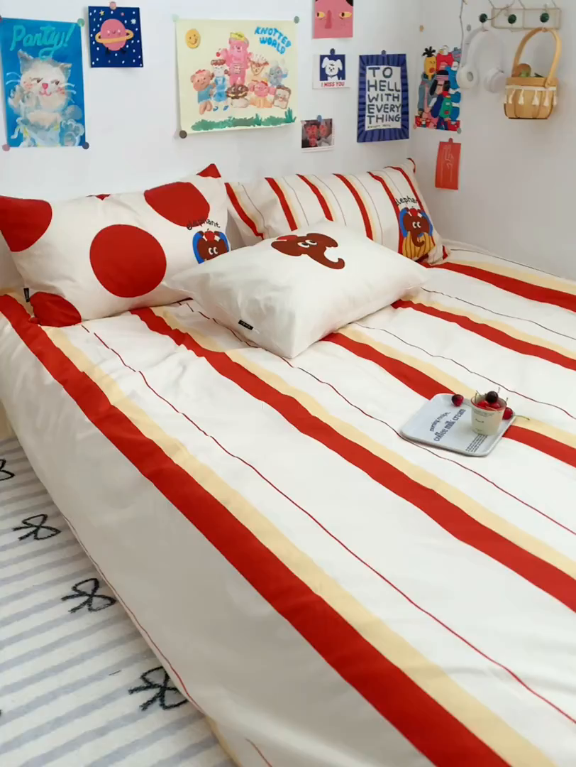 91家纺网 家纺一手货源 找家纺 柚可家居 2024定版数码印花卡通40全棉四件套 实拍图-ele象