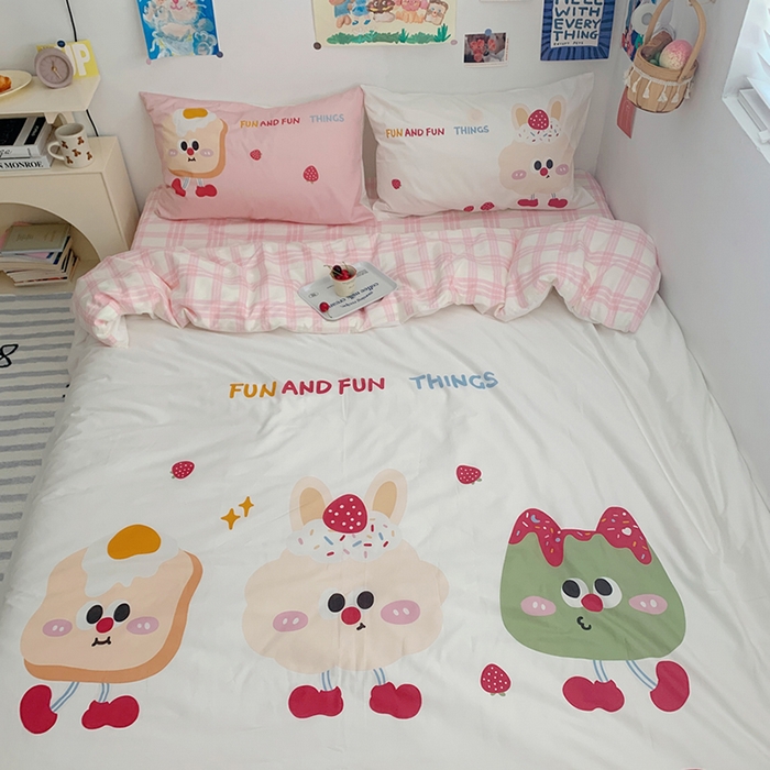 柚可家居 2024定版数码印花卡通40全棉四件套 实拍图-草莓芝士