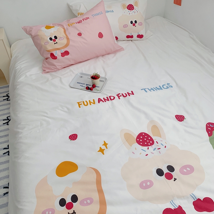 91家纺网 家纺一手货源 找家纺 柚可家居 2024定版数码印花卡通40全棉四件套 实拍图-草莓芝士