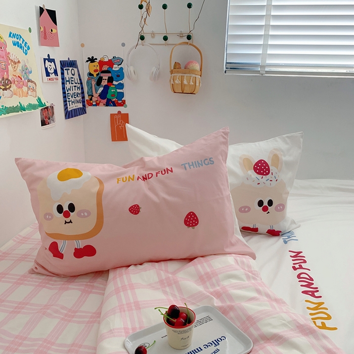 91家纺网 家纺一手货源 找家纺 柚可家居 2024定版数码印花卡通40全棉四件套 实拍图-草莓芝士