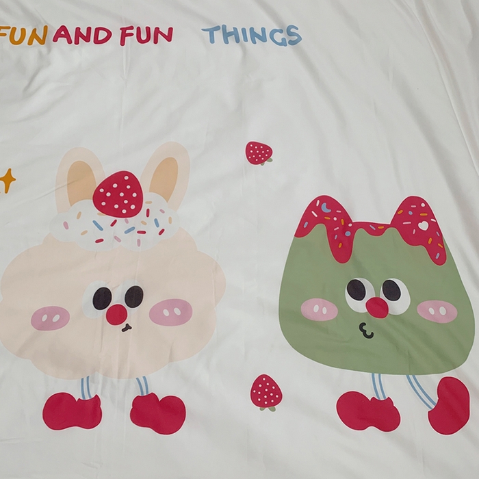 91家纺网 家纺一手货源 找家纺 柚可家居 2024定版数码印花卡通40全棉四件套 实拍图-草莓芝士