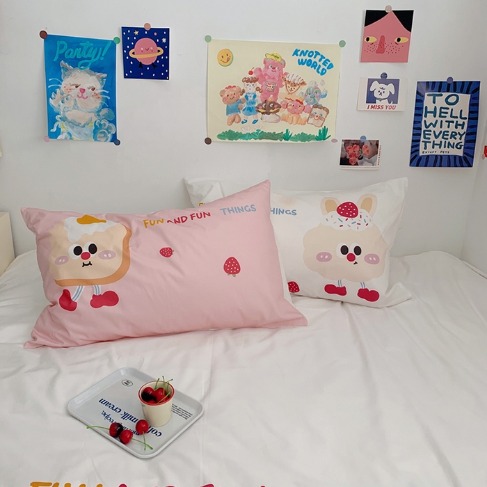 91家纺网 家纺一手货源 找家纺 柚可家居 2024定版数码印花卡通40全棉四件套 实拍图-草莓芝士