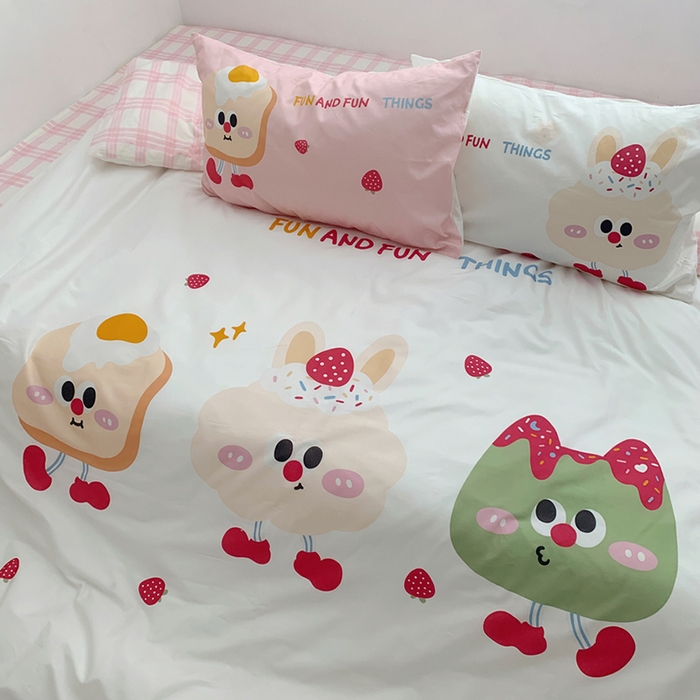 91家纺网 家纺一手货源 找家纺 柚可家居 2024定版数码印花卡通40全棉四件套 实拍图-草莓芝士