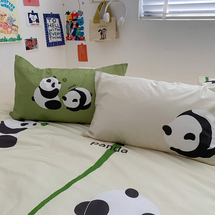 91家纺网 家纺一手货源 找家纺 柚可家居 2024定版数码印花卡通40全棉四件套 实拍图-熊猫