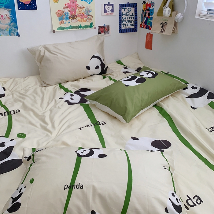 91家纺网 家纺一手货源 找家纺 柚可家居 2024定版数码印花卡通40全棉四件套 实拍图-熊猫