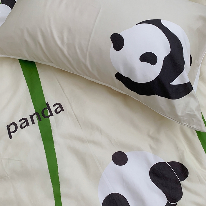 91家纺网 家纺一手货源 找家纺 柚可家居 2024定版数码印花卡通40全棉四件套 实拍图-熊猫
