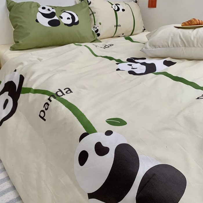 91家纺网 家纺一手货源 找家纺 柚可家居 2024定版数码印花卡通40全棉四件套 实拍图-熊猫