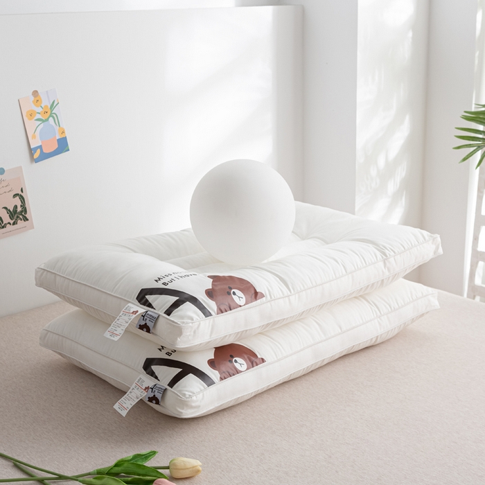 金牛2025新款a类卡通小熊全棉枕头亲子枕头枕芯小熊护颈枕 30×50cm儿童枕