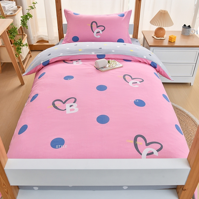 91家纺网 家纺一手货源 找家纺 乐旗家纺 2024新款13372小清新床单款-床笠款-三件套-六件套 字母甜心