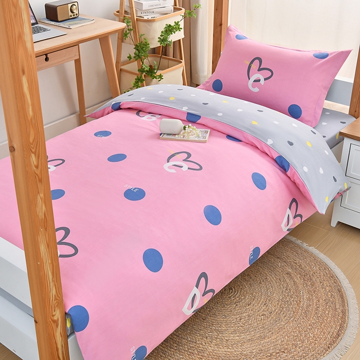 91家纺网 家纺一手货源 找家纺 乐旗家纺 2024新款13372小清新床单款-床笠款-三件套-六件套 字母甜心