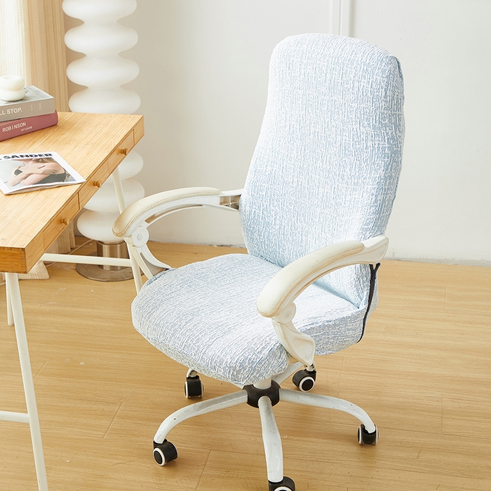 91家纺网 家纺一手货源 找家纺 丝绮鹿 2025新款竹节雪尼尔拉链款电脑椅套 竹节雪尼尔-迷雾蓝