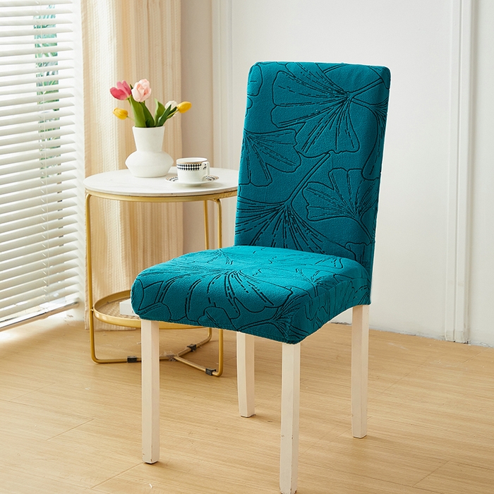 91家纺网 家纺一手货源 找家纺 丝绮鹿 2025新款银杏叶松紧款椅套 银杏叶-黛蓝