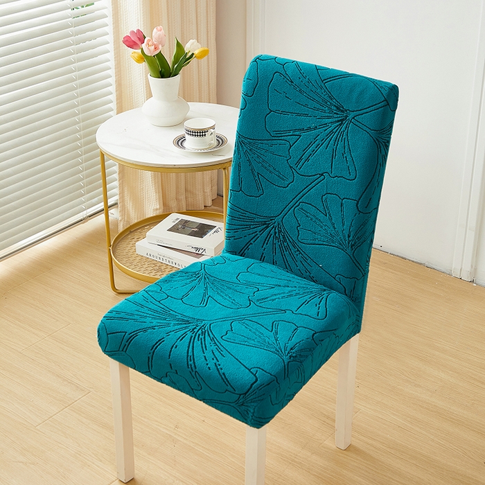 91家纺网 家纺一手货源 找家纺 丝绮鹿 2025新款银杏叶松紧款椅套 银杏叶-黛蓝