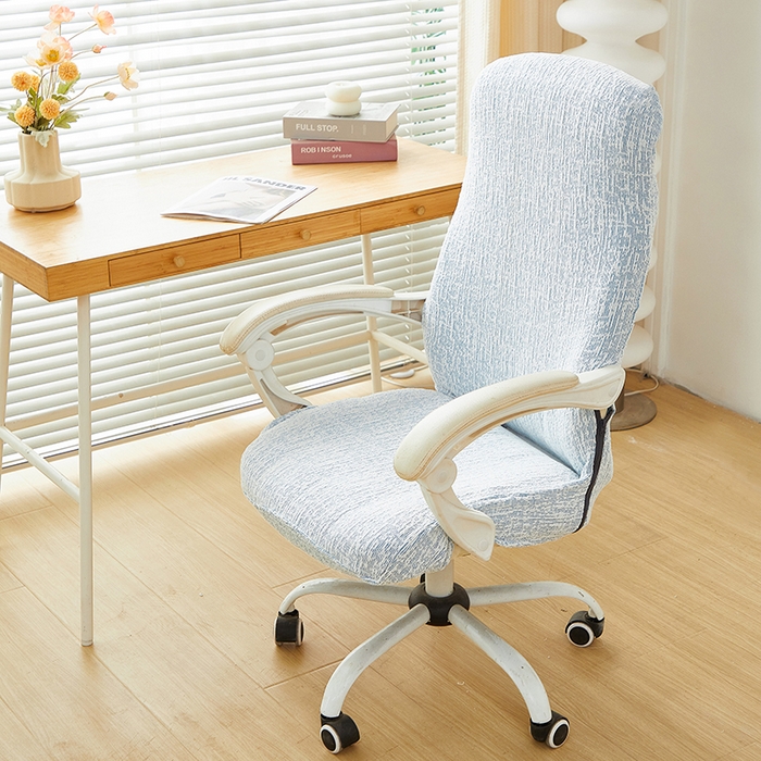 91家纺网 家纺一手货源 找家纺 丝绮鹿 2025新款竹节雪尼尔拉链款电脑椅套 竹节雪尼尔-迷雾蓝