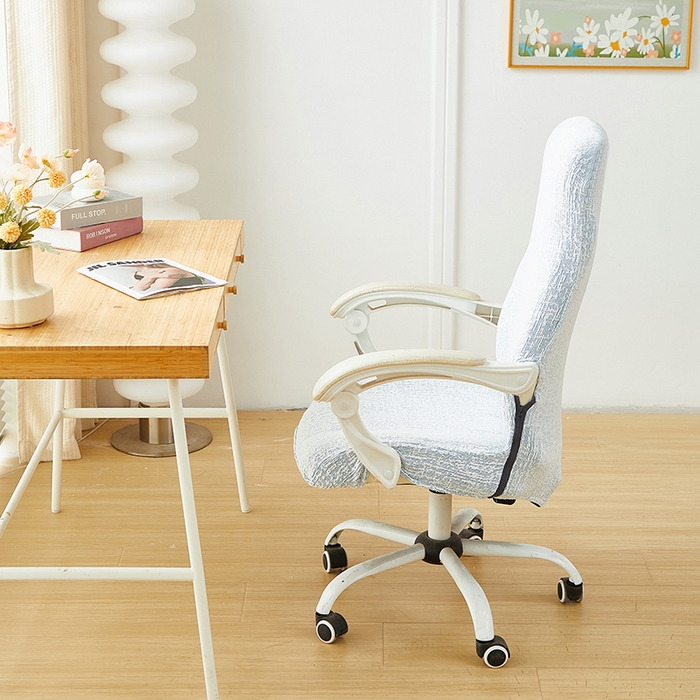 91家纺网 家纺一手货源 找家纺 丝绮鹿 2025新款竹节雪尼尔拉链款电脑椅套 竹节雪尼尔-迷雾蓝