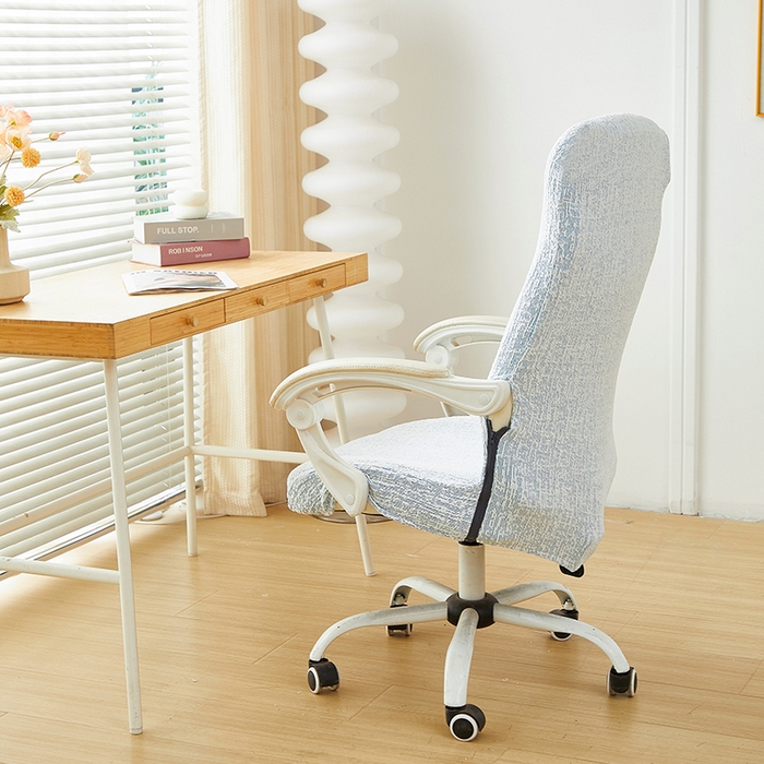 91家纺网 家纺一手货源 找家纺 丝绮鹿 2025新款竹节雪尼尔拉链款电脑椅套 竹节雪尼尔-迷雾蓝