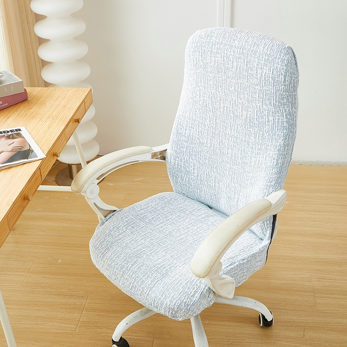 91家纺网 家纺一手货源 找家纺 丝绮鹿 2025新款竹节雪尼尔拉链款电脑椅套 竹节雪尼尔-迷雾蓝