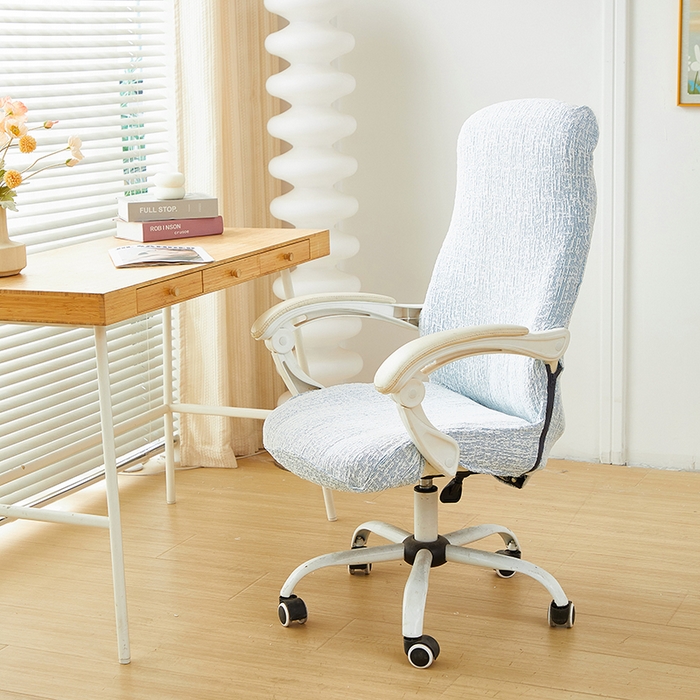 91家纺网 家纺一手货源 找家纺 丝绮鹿 2025新款竹节雪尼尔拉链款电脑椅套 竹节雪尼尔-迷雾蓝