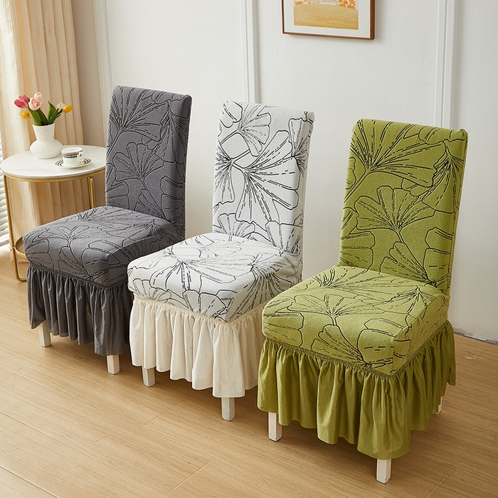 91家纺网 家纺一手货源 找家纺 丝绮鹿 2025新款银杏叶裙摆款椅套 组合图仅做展示