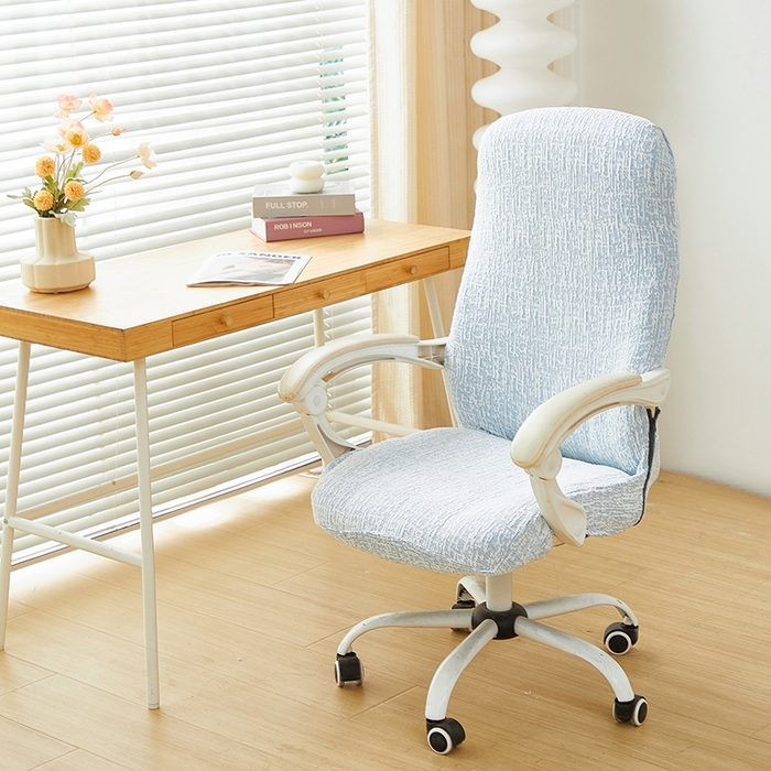 91家纺网 家纺一手货源 找家纺 丝绮鹿 2025新款竹节雪尼尔拉链款电脑椅套 竹节雪尼尔-迷雾蓝