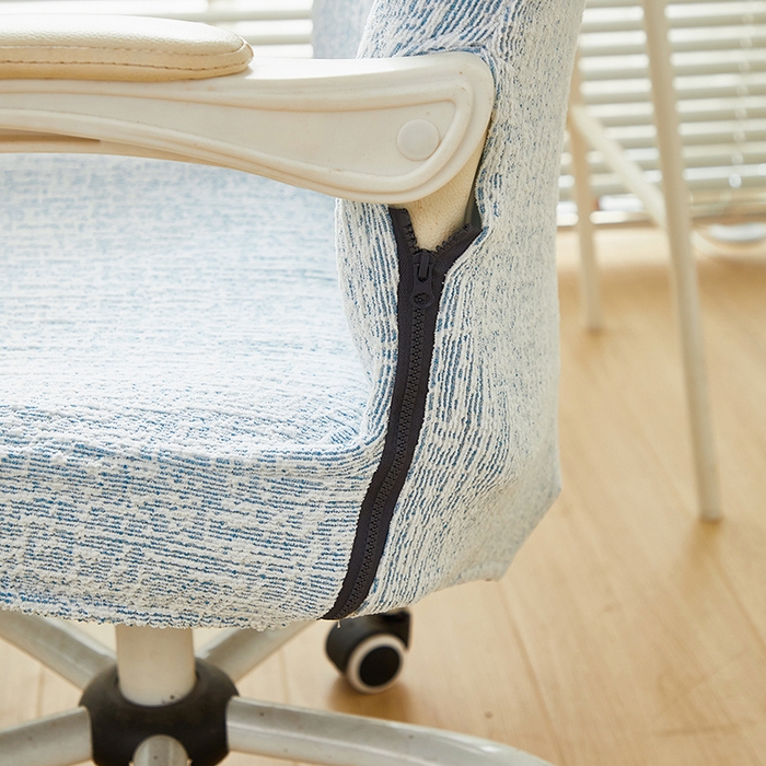 91家纺网 家纺一手货源 找家纺 丝绮鹿 2025新款竹节雪尼尔拉链款电脑椅套 竹节雪尼尔-迷雾蓝