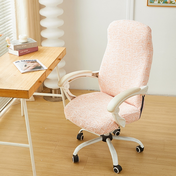 91家纺网 家纺一手货源 找家纺 丝绮鹿 2025新款竹节雪尼尔拉链款电脑椅套 竹节雪尼尔-奶油橘