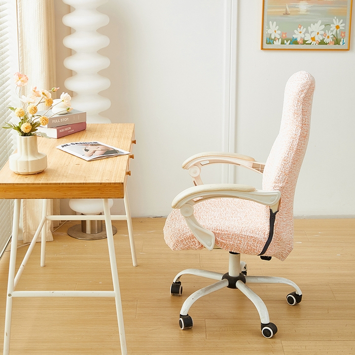 91家纺网 家纺一手货源 找家纺 丝绮鹿 2025新款竹节雪尼尔拉链款电脑椅套 竹节雪尼尔-奶油橘