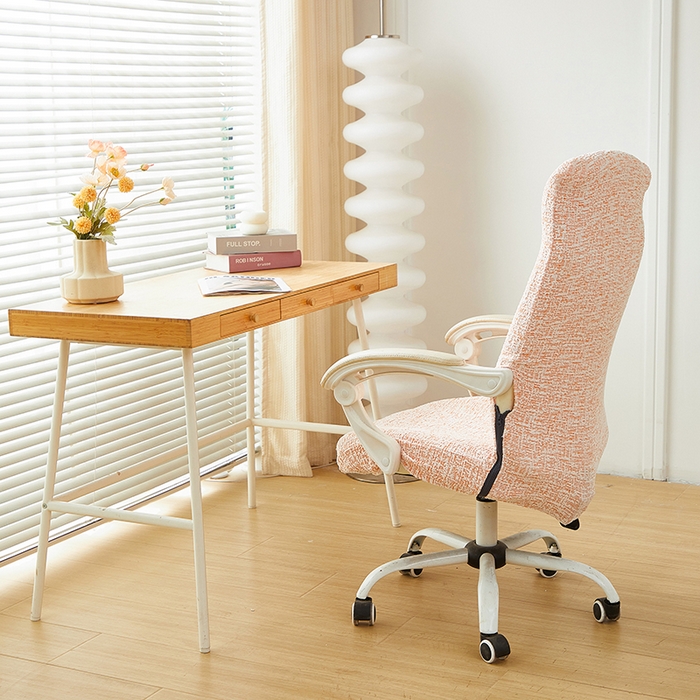 91家纺网 家纺一手货源 找家纺 丝绮鹿 2025新款竹节雪尼尔拉链款电脑椅套 竹节雪尼尔-奶油橘