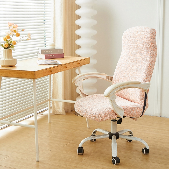 91家纺网 家纺一手货源 找家纺 丝绮鹿 2025新款竹节雪尼尔拉链款电脑椅套 竹节雪尼尔-奶油橘