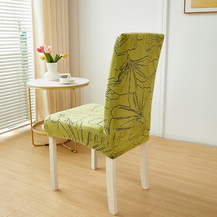 91家纺网 家纺一手货源 找家纺 丝绮鹿 2025新款银杏叶松紧款椅套 银杏叶-橄榄绿