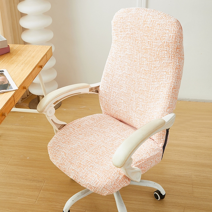 91家纺网 家纺一手货源 找家纺 丝绮鹿 2025新款竹节雪尼尔拉链款电脑椅套 竹节雪尼尔-奶油橘