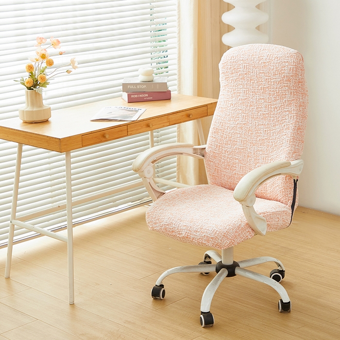 91家纺网 家纺一手货源 找家纺 丝绮鹿 2025新款竹节雪尼尔拉链款电脑椅套 竹节雪尼尔-奶油橘