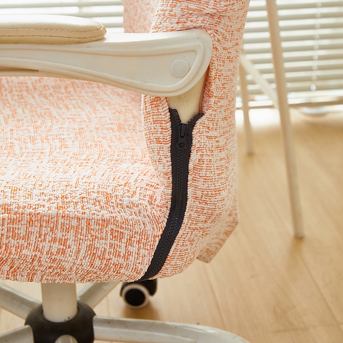 91家纺网 家纺一手货源 找家纺 丝绮鹿 2025新款竹节雪尼尔拉链款电脑椅套 竹节雪尼尔-奶油橘