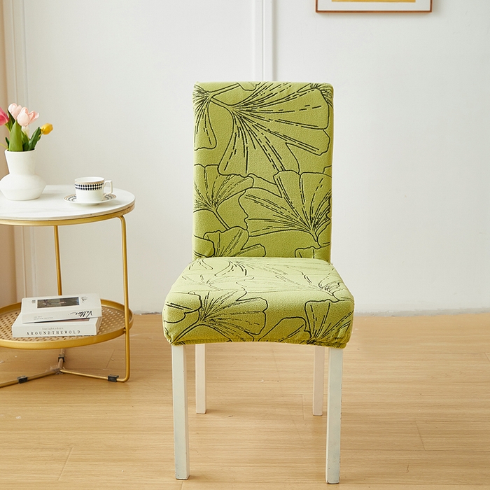 91家纺网 家纺一手货源 找家纺 丝绮鹿 2025新款银杏叶松紧款椅套 银杏叶-橄榄绿