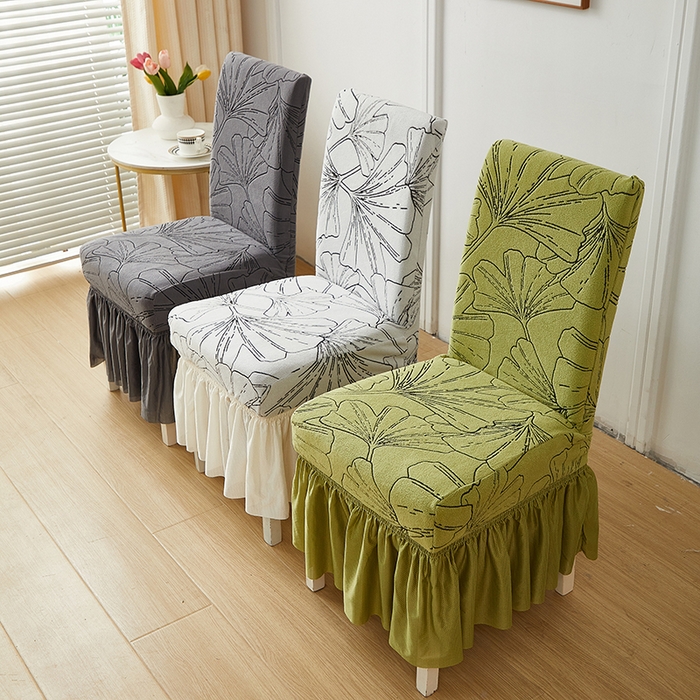 91家纺网 家纺一手货源 找家纺 丝绮鹿 2025新款银杏叶裙摆款椅套 组合图仅做展示