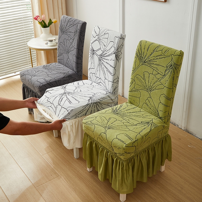 91家纺网 家纺一手货源 找家纺 丝绮鹿 2025新款银杏叶裙摆款椅套 组合图仅做展示