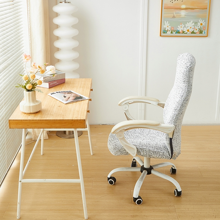 91家纺网 家纺一手货源 找家纺 丝绮鹿 2025新款竹节雪尼尔拉链款电脑椅套 竹节雪尼尔-深中灰