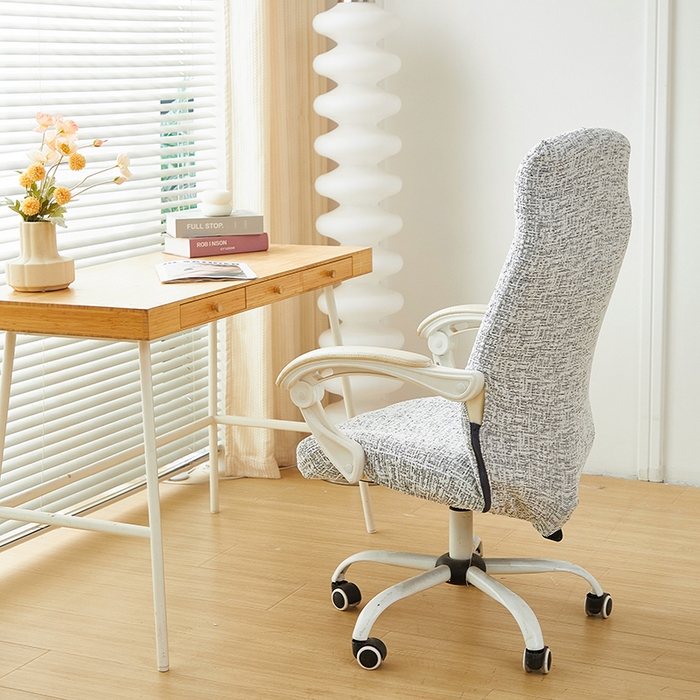 91家纺网 家纺一手货源 找家纺 丝绮鹿 2025新款竹节雪尼尔拉链款电脑椅套 竹节雪尼尔-深中灰