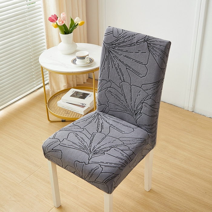 91家纺网 家纺一手货源 找家纺 丝绮鹿 2025新款银杏叶松紧款椅套 银杏叶-绅士灰