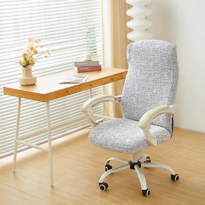 91家纺网 家纺一手货源 找家纺 丝绮鹿 2025新款竹节雪尼尔拉链款电脑椅套 竹节雪尼尔-深中灰