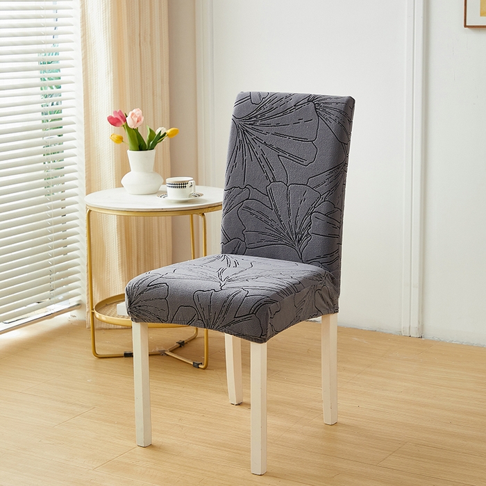 91家纺网 家纺一手货源 找家纺 丝绮鹿 2025新款银杏叶松紧款椅套 银杏叶-绅士灰