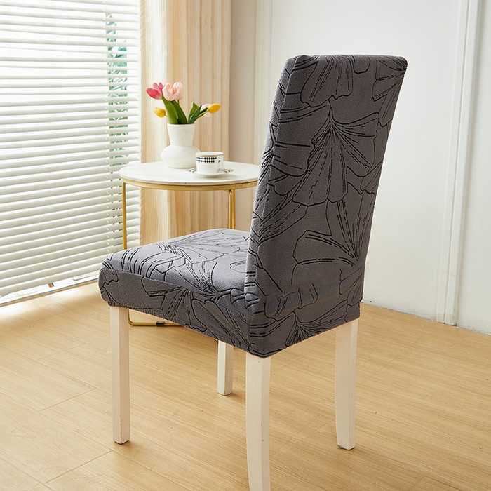 91家纺网 家纺一手货源 找家纺 丝绮鹿 2025新款银杏叶松紧款椅套 银杏叶-绅士灰